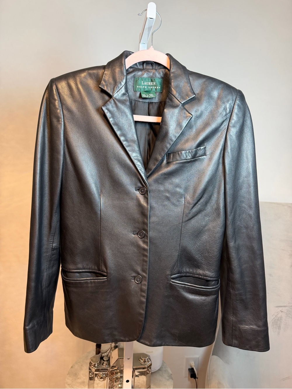 Vintage Ralph Lauren Black Leather Blazer Jacket